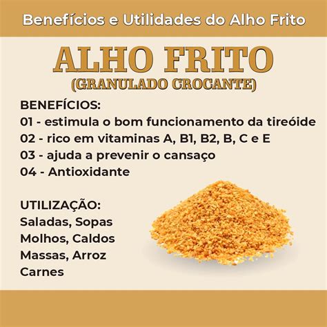 Alho Frito Granulado Crocante Premium Natural Sem Conservantes Puro