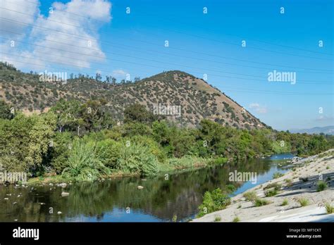 Los Angeles River By Hillside On A Sunny Day Stock Photo Alamy