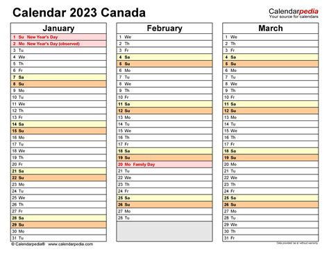 Free Printable Monthly Calendar With Holidays Canada Printable