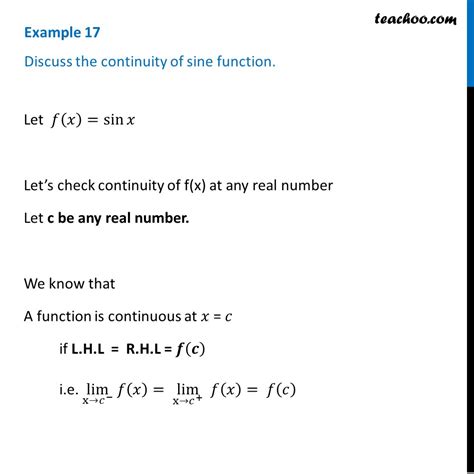 Example 17 Discuss Continuity Of Sine Function Class 12