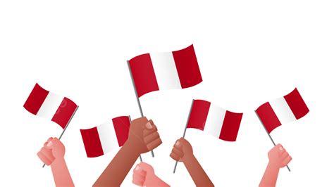 Hands Holding Peruvian Flag And Celebrating Simple Vector Illustration