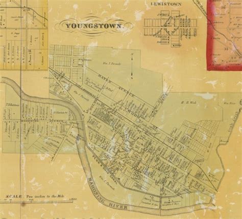 Mahoning County Ohio 1860 Wall Map Reprint With Homeowner Names By