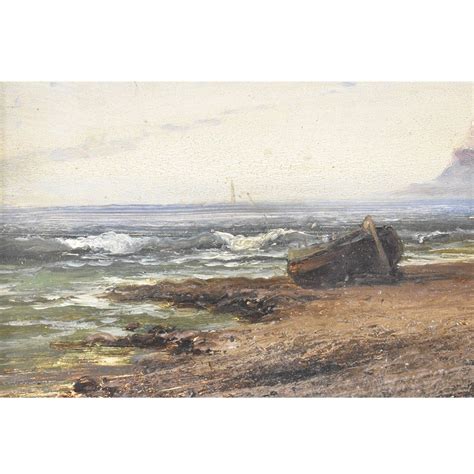 Proantic Tableau Marine Ancien Petite Marina Avec C Te Et P Cheur