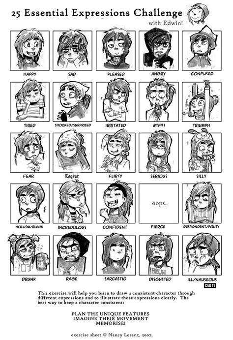 25 Expressions Challenge By Cabycab On Deviantart Facial Expressions