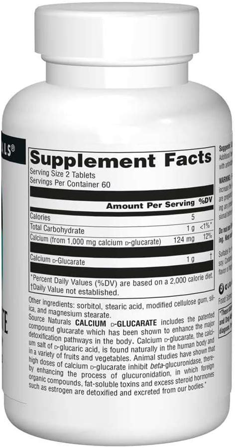 Calcium D Glucarate 500mg 120 Tabs Source Naturals Welzo