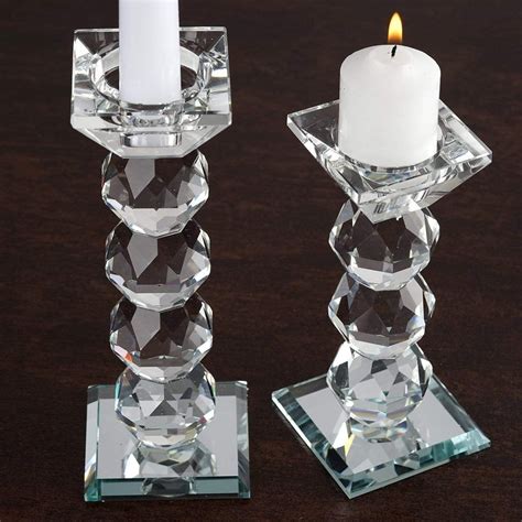 Clear 7 Tall Crystal Candle And Taper Holder Pedestal Balsa Circle Llc