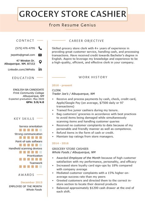 Cashier Resume Summary Sample Free Resume Ideas