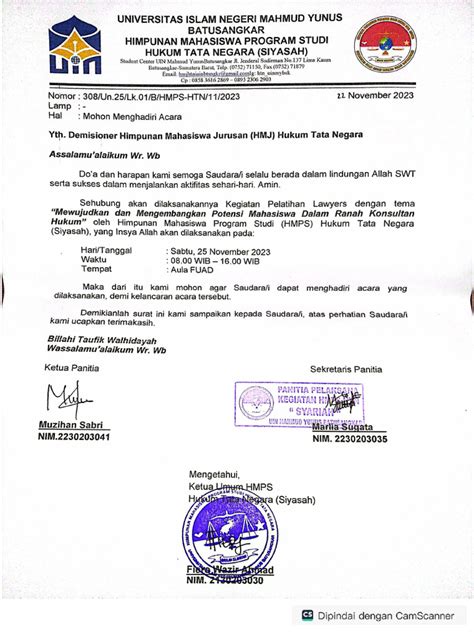 Surat Undangan Demisioner Hmj Htn Pdf