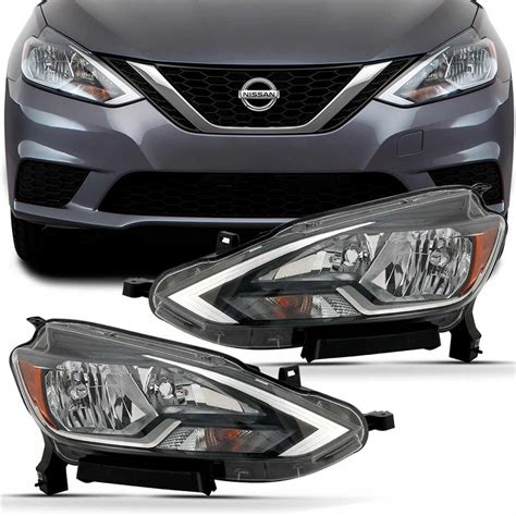 Par Farol Nissan Sentra 2017 2018 2019 Máscara Negra Foco Duplo Submarino