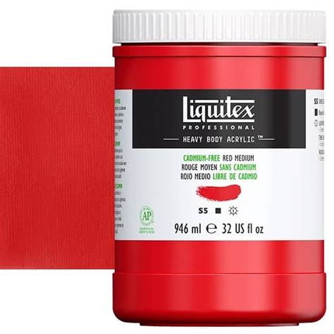 Liquitex Heavy Body Acrylic Cadmium Free Red Medium 32oz Jar Jerry