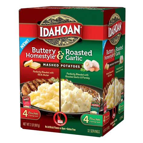 Idahoan Real Potato Packets Buttery Homestyle And Roasted Garlic Mixes