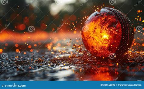 Cricket Ball On Fire Background Stock Illustration Illustration Of