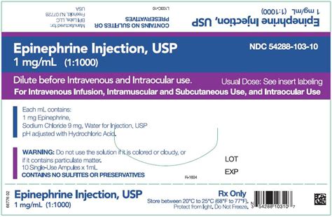 Epinephrine Concentrate Injection Fda Prescribing Information Side