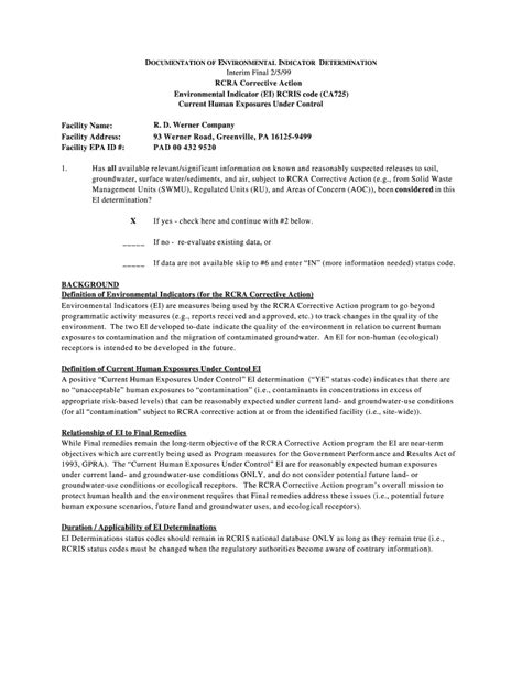 Fillable Online Region Rcra Corrective Action Environmental Indicator