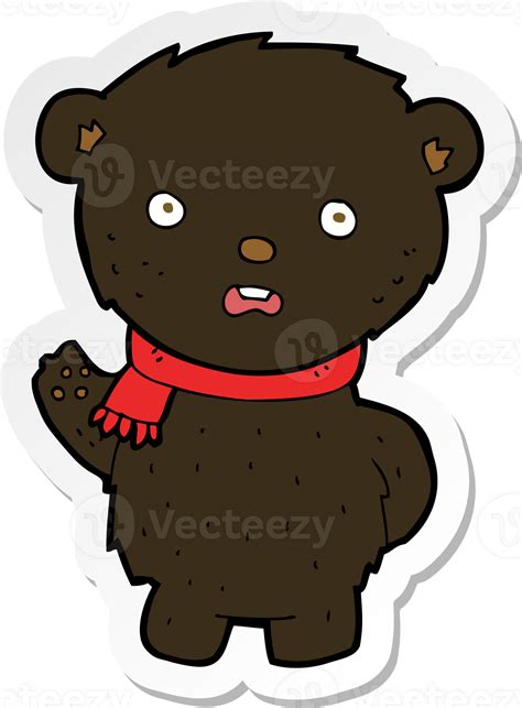 Sticker Of A Cartoon Black Bear Wearing Scarf 45206407 Png