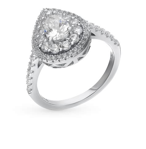Серебряное кольцо с фианитами SUNLIGHT: белое серебро 925 пробы, фианит ...