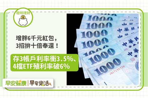 增胖6千元紅包3大招！存3帳戶利率衝35％、4檔etf殖利率破6％