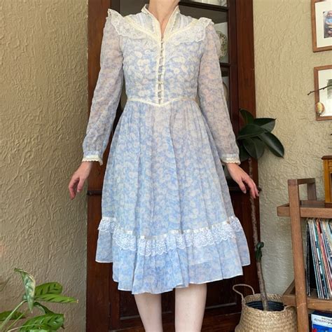 Gunne Sax Dresses S Gunne Sax Gauzy Floral Dress Vintage Cottage