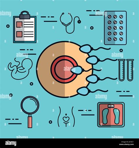 Fertilized Egg With Sperm Reproductive Medicine Vector Illustration