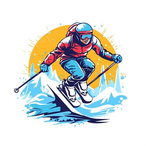 Premium Vector Skiing Skier Snowboarder Vector Illustration