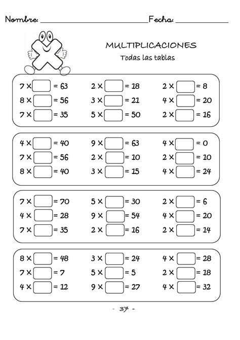 Ejercicios De Tablas De Multiplicar Para Tercer Grado At Miranda Torres Blog