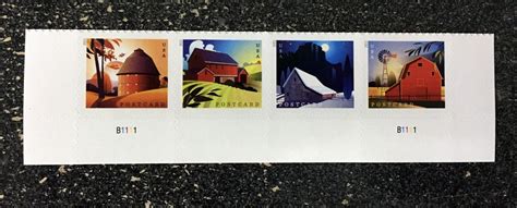 Usa Postcard Rate Barns Bottom Plate Strip Of From