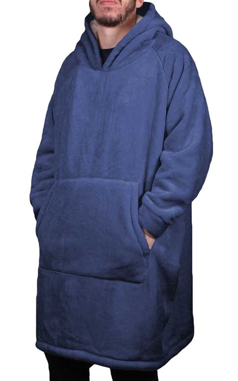 Blanket Hoodie Sherpa Fleece Light Weight Navy – 5poundstuff