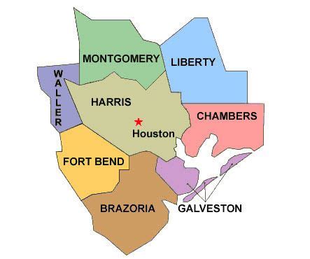 Houston Texas Counties Map - Cities And Towns Map