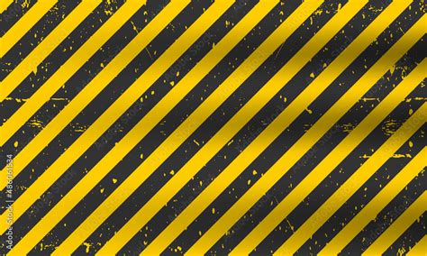 Black And Yellow Diagonal Stripes Background With Grunge Texture For