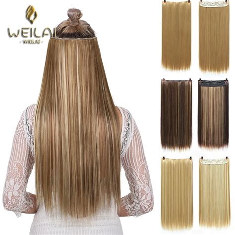 Weilai Extensiones De Cabello Sint Tico Para Mujer Pelo Largo Y Liso