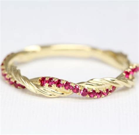 Ruby Wedding Band Infinity Rope Twisted Knot Ring Benati