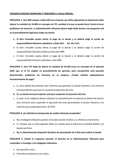 Examen Derecho Financiero Y Tributario II 5EXAMEN DERECHO FINANCIERO