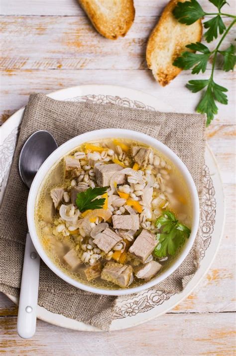 Soup with pearl barley stock image. Image of dinner - 100267147