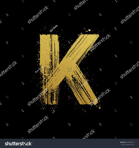 Gold Glittering Letter K Brush Hand Stock Vector Royalty Free