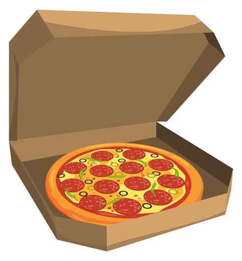 Icono De Dibujos Animados De Caja De Pizza Abierta Comida Sabrosa