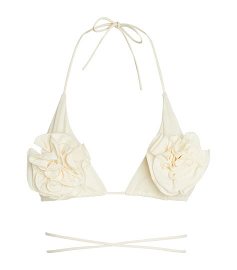 Womens Magda Butrym neutral Rose Appliqué Triangle Bikini Top Harrods UK