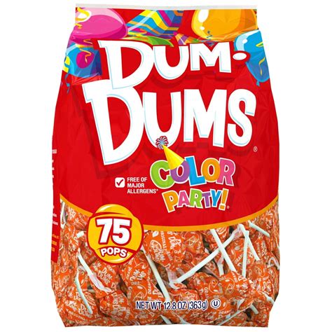 Dum Dums Color Party Lollipops Orange Orange Flavor 128 Oz 75 Count Bag