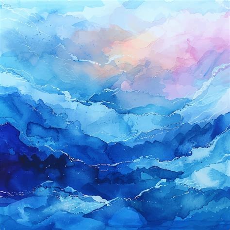 Premium Vector Abstract Ocean Painting Watercolour Vector