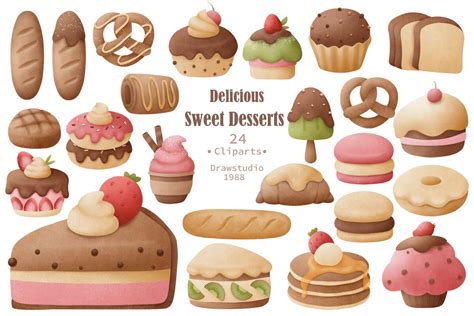 Sweet Desserts Illustration Set By Beth Artwork TheHungryJPEG