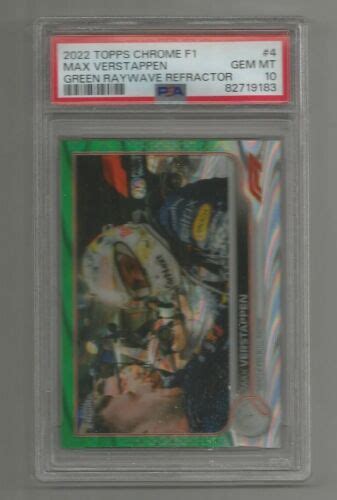 2022 TOPPS CHROME F1 MAX VERSTAPPEN GREEN RAYWAVE REFRACTOR 95 99 PSA