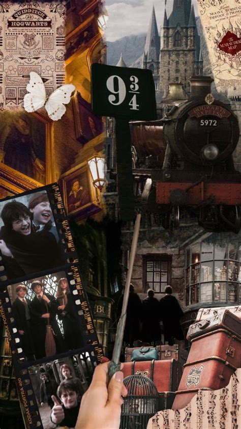 Harry Potter Collage With Hogwarts Castle