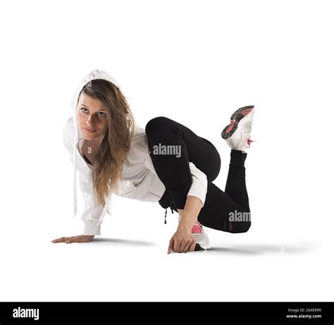 Street Agile Ballerina With Hoody Dance Breakdance Stock Photo Alamy