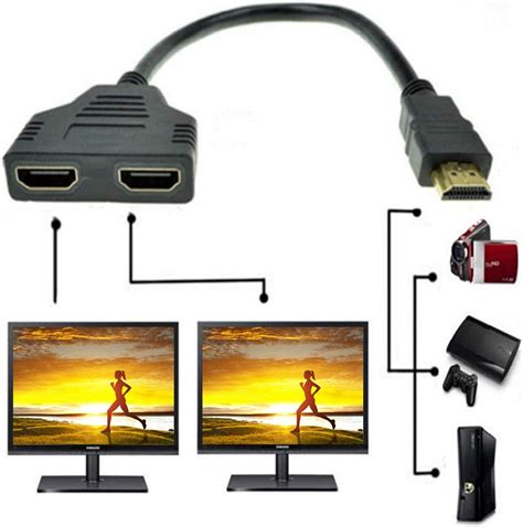 Câble adaptateur répartiteur HDMI 1080p mâle vers double femelle 1