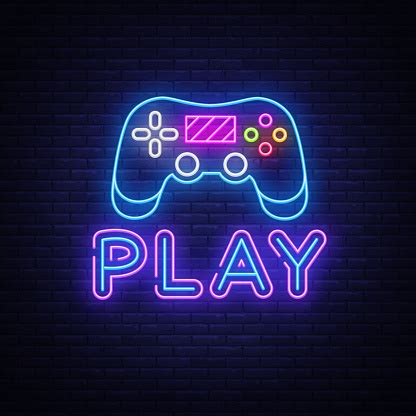 Gaming Neon Sign Vector Play Design Template Neon Sign Light Banner ...