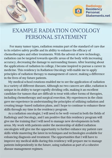 A Nice Example Radiation Oncology Personal Statement That Can Give Your Writing Skills A Boost