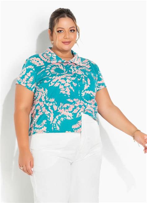 Camisa Tie Dye Mangas Curtas Plus Size Marguerite