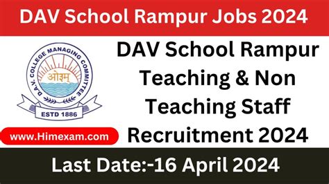 Dav School Rampur Teaching And Non Teaching Staff Recruitment 2024