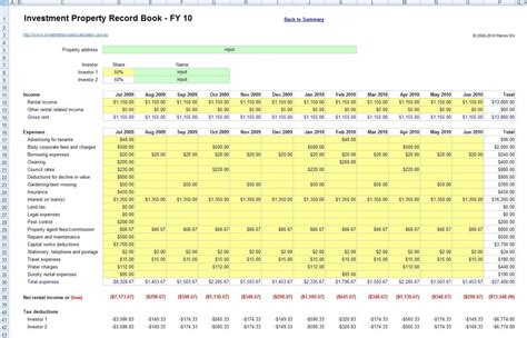 Rental Spreadsheet For Property Managers With Rental Property