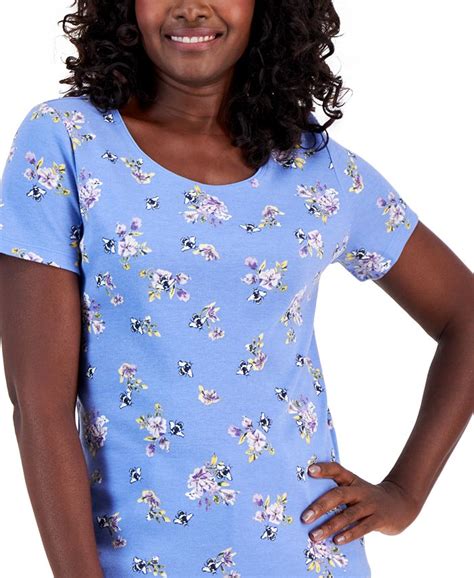 Karen Scott Womens Bee Mine Printed Scoop Neck Top Created For Macys Macys