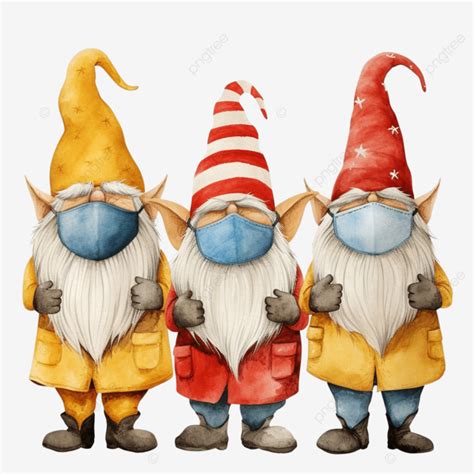 Stripe Yellow And Red Gnomes Wearing Medical Mask Gnome Christmas